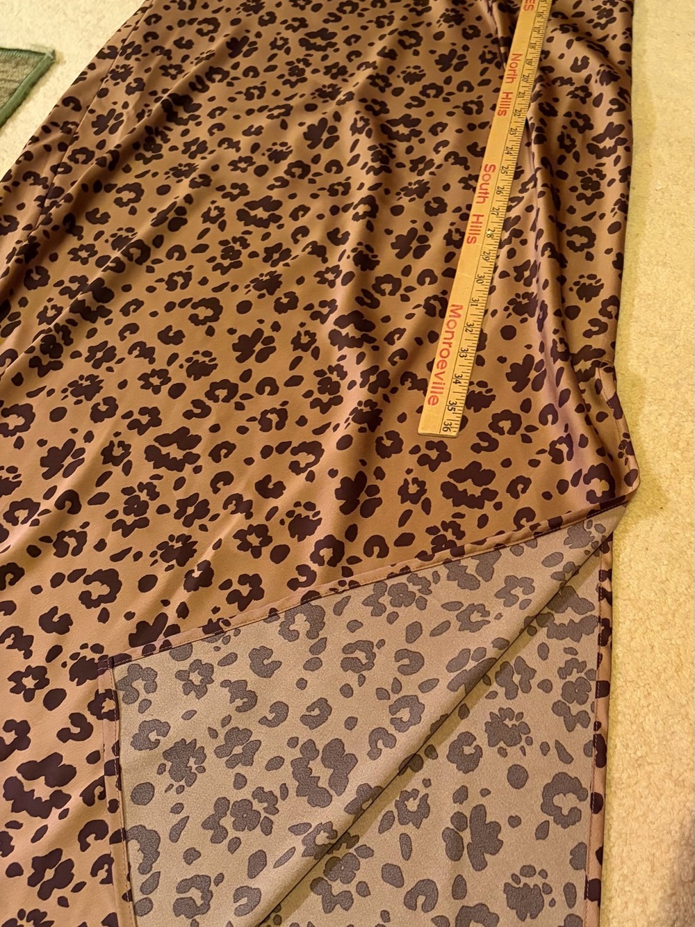 2 Slip Dresses:  Copper Leopard & Green Tropical Satin Slip Dress  XL - Picture 11 of 16